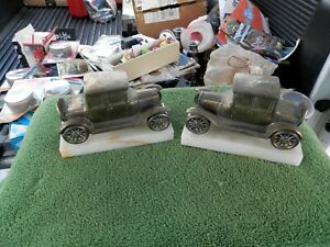 【送料無料】ホビー 模型車 モデルカー ビンテージフォードモデル？ブックエンド？vintage ford model a brass cars on marble bookends estate find｜hokushin