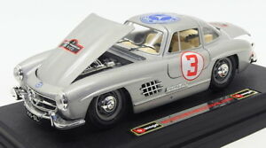 【送料無料】ホビー 模型車 モデルカー スケールモデルカーメルセデスベンツレースカーシルバーburago 124 scale model car 2518e mercedes benz 300 sl racing car silver