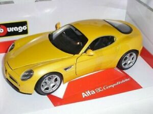 【送料無料】ホビー 模型車 モデルカー アルファロメオコンペティツィオーネクーペイエローモデルカーalfa romeo 8c competizione coupe yellow 20072010 118 bburago model car with o