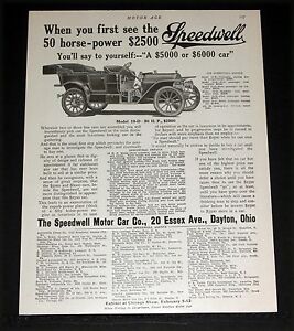 【送料無料】ホビー 模型車 モデルカー モデルツーリングカー1910 old magazine print ad, speedwell, model 10d, 50 horse power touring car