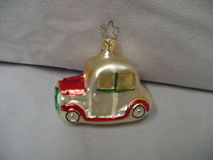 【送料無料】ホビー 模型車 モデルカー クリスマスツリーガラスドイツモデル＃；＃christmas tree ornament glass w germany old car, model t glitter 25034;x3034; older