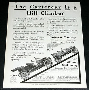 【送料無料】ホビー 模型車 モデルカー モーターモデル＃＃；ヒルクライマー1910 old magazine print ad, cartercar motor cars, model 034;h034; 25 hp, hill climber