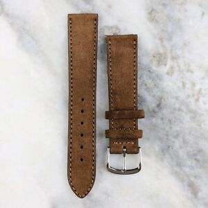 【貨物輸送無料】ウオッチ スエードレザーウォッチストラップミッドブラウンsuede leather watch strap  mid brown  18粍20粍