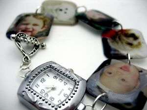 【送料無料】腕時計　ママジュエリーカスタムメモリチャームブレスレットウォッチcustom keepsake memory charm bracelet watch with your photos mommy jewelry