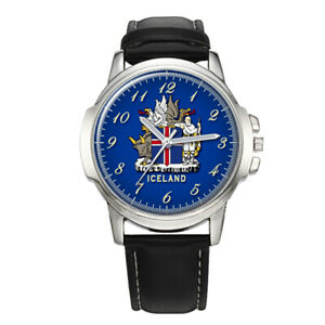 【貨物輸送無料】ウオッチ アイスランドメンズフィッツバースデーiceland coat of arms mens gents wrist watch gift birthday gift engraved