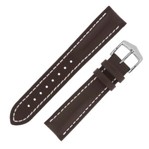 【送料無料】腕時計　ディアヘビーカーフパッドカーフレザーウォッチストラップブラウンhirsch heavy calf waterproof padded calf leather watch strap in brown｜hokushin 18,735円
