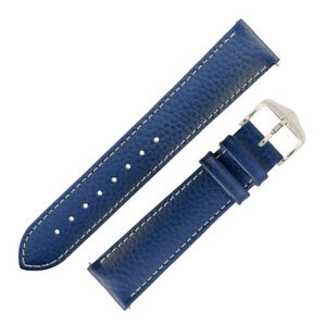 【送料無料】腕時計　カンザスバッファローエンボスカーフレザーウォッチストラップホワイトステッチhirsch kansas buffaloembossed calf leather watch strap blue with white stitch 14,386円