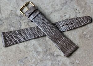 【送料無料】腕時計　クラシックダークグレートカゲヴィンテージウォッチストラップフランスclassic dark grey 18mm genuine lizard vintage watch strap made in france 1960s