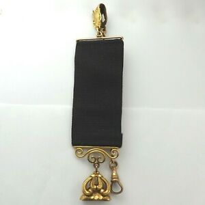 【送料無料】腕時計　ビクトリアリボンシャトレーヌワックスシールフォブウォッチチェーンvictorian gold filled mourning ribbon chatelaine wax seal fob watch chain
