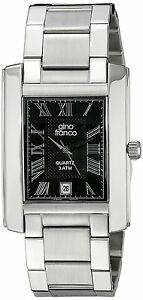 【送料無料】腕時計　ジーノフランコメンズアナログクォーツステンレススチールブレスレットgino franco mens analog quartz rectangle stainless steel bracelet watch
