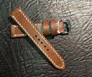 【送料無料】腕時計　ゴールドブラウンアンティークレザーウォッチストラップgold brown antique leather 20mm watch strap