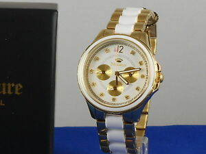 【送料無料】腕時計　ジューシークチュールゴールドステンレススチールホワイトラッカーグウェンjuicy couture gold stainless steel white lacquer gwen multi function watch 250