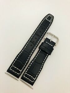 【送料無料】腕時計　シルバーピンバックルブラックレザーウォッチストラップ