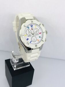 【送料無料】腕時計　ミケーレタヒチアンゼリービーンホワイトシルバーシリコンウォッチチップベゼルmichele tahitian jelly bean white silver silicone watchchipped bezel｜hokushin