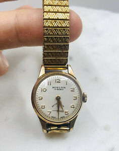 【送料無料】腕時計 ヴィンテージヒスロンルビスマニュアルトーンレディースwatch vintage hislon 17 rubis manual wind gold tone antimagnetic ladies|hokushin