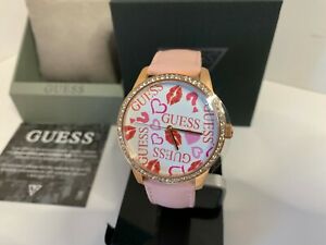 【送料無料】腕時計 ロゴピンクレザーストラップウォッチguess womens logo pink leather strap watch u1206l3 in box|hokushin