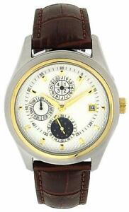 【送料無料】腕時計　ヤコブシュトラウスゲンツクロノグラフムーンレザーストラップウォッチjakob strauss gents chronograph automatic day date moon leather strap watch｜hokushin