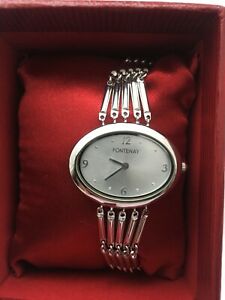 【送料無料】腕時計　フランスクォーツオーバルスチールストリングブレスレットフォンテネfontenay of france womens quartz oval shape steel string bracelet watch｜hokushin