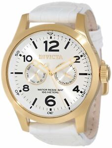 腕時計 インビクタメンズスペシャリティホワイトレザーストラップウォッチ invicta mens 12174 specialty white leather strap watch