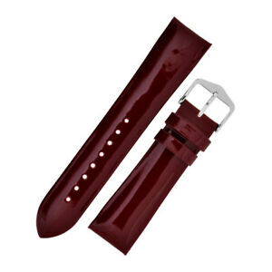 【送料無料】腕時計　ディーバレディースシャイニーラッカーフレザーウォッチストラップグロスhirsch diva ladies shiny lacquered calf leather watch strap in marsala gloss