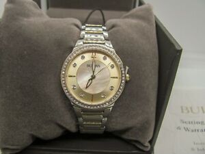 【送料無料】腕時計　ブローバステンレスアクセントbulova 98l248 womens 32mm two tone stainless steel crystal accent watch
