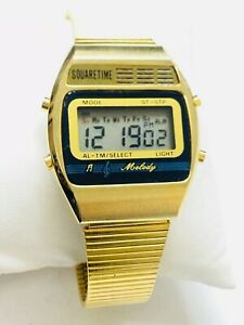 【送料無料】腕時計 ヴィンテージスクエアタイムメロディアラームクロノグラフデジタルvintage square time melody lcd alarm chronograph digital wrist watch 10474m