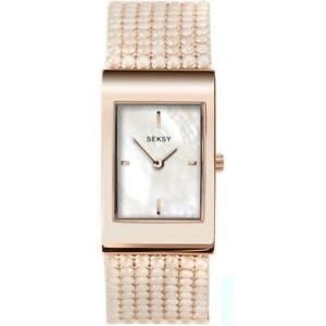 【送料無料】腕時計　レディースシマーローズゴールドトーンクリスタルセットブレスレットウォッチseksy 2727 ladies shimmer rose gold tone crystal set bracelet watch rrp ￡9999