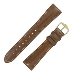 【送料無料】腕時計　ディアシエナツカンゴールドブラウンタンテーパードレザーウォッチストラップhirsch siena tuscan padded tapered leather watch strap in gold brown tan｜hokushin
