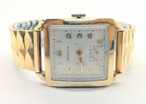 【送料無料】腕時計　ファンシーメンズベンラスタンクfancy 1950s mens benrus tank wrist watch ~runs~｜hokushin