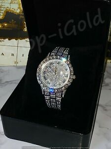 【送料無料】腕時計　メンズカスタムアウトブリングラウンドアイスステンレスmens custom fully ice out bling round icy watch iced cz quality stainless steel 20,866円