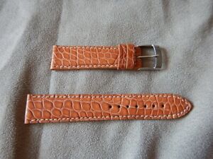 【送料無料】腕時計　ブレスレットクロコダイルテーブルマロンオクレクチュールブランシュグロス20 mm bracelet crocodile veritable marron ocre couture blanche grosses ecailles