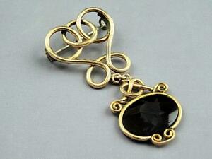 【送料無料】腕時計　ビクトリアアンバーガラスフォブブローチピンfabulous victorian gold filled watch fob brooch pin with amber glass intaglio