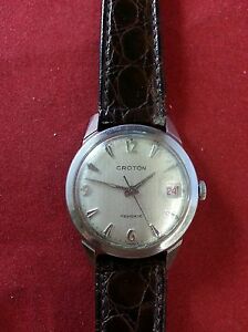 【送料無料】腕時計　ヴィンテージクロトンアスイスジュエルランストップvintage croton aquadatic automatic wrist watch swiss made 17 jewels runs amp; stops