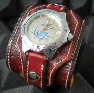 【貨物輸送無料】ウオッチ イタリアヴィンテージイタリアレザーストラップカフウォッチwatch strapcuff watchmade インチ italyvintageitalian leather