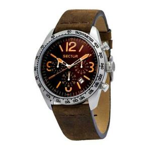 【貨物輸送無料】ウオッチ オロロギオウオモセクタークロノペッレマローンネロサブorologio uomo sector 245 r3271786015 chrono pelle marrone nero sub 100mt fiv