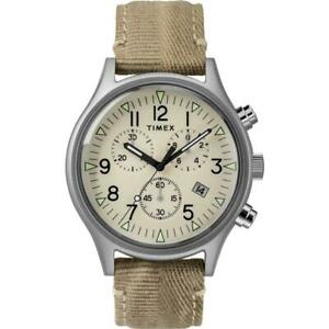 【貨物輸送無料】ウオッチ オロロギオウオモクロノペレテストベージュサッビアorologio uomo timex mk1 tw2r68500 chrono pelle tessuto beige sabbia