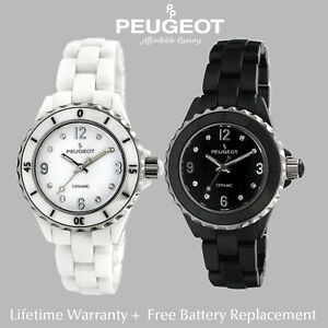 【貨物輸送無料】ウオッチ セラミックスポーツベゼルスワロフスキークリスタルマーカープジョーwomen ceramic wrist watch w sport bezel swarovski amp; crystal markers by peugeot