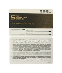 【送料無料】腕時計　オープンブランクカードebel 5 year international warranty guarantee certificate open blank card