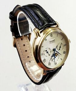 【送料無料】腕時計　レアユニークムーンフェイズボックスrare,unique mens automatic multifunction watch stauer 13452 moonphase in box｜hokushin