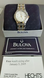 【送料無料】腕時計　ブローバウォッチボックスデュアルトーンbulova 2004 watch never worn stayed in box beautiful dual tone｜hokushin