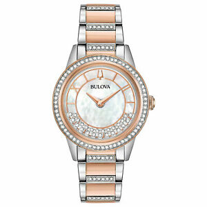 【送料無料】腕時計　ブローバクリスタルツートンローズゴールドウォッチbulova 550 womens moving dazzling crystals twotone rose gold watch 98l246 23,026円