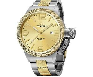 【送料無料】腕時計　スチールメンズミリメートルゴールドトーンステンレスブレスレットtw steel canteen automatic mens 50 mm gold tone stainless bracelet watch cb56