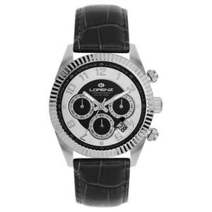 【送料無料】腕時計　オロロギウオーロレンツギネブロノペレネロシルバーサブorologio uomo lorenz ginevra 030093bb chrono pelle nero silver sub 100mt