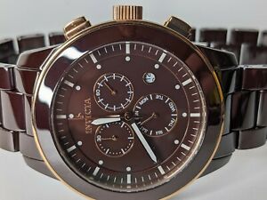 【送料無料】腕時計　インビクタブラウンセラミックメンズクォーツクロノグラフウォッチinvicta brown ceramic mens quartz chronograph watch 11265