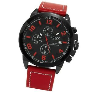 【送料無料】腕時計　レッドウォッチメンズクロノグラフレザーストラップクォーツウォッチred watch, soamp;co ny mens chronograph leather strap quartz watch 52125