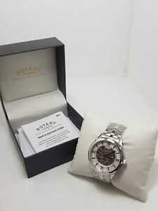 【送料無料】腕時計　ロータリーメンズシルバーストラップキネティックスケルトンウォッチゲンツrotary mens silver strap automatic kinetic skeleton watch gents gb0309553