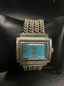 【送料無料】腕時計　エクリッシスターリングシルバーターコイズカラーブレスレットウォッチニューバットecclissi sterling silver turquoise color bracelet watch 33611 batt