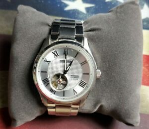 【送料無料】腕時計 ブローバメンズウィルトンオープンハートウィンドウシルバートーンウォッチbulova mens wilton automatic open heart window silver tone 42mm watch 96a207