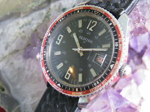 【送料無料】腕時計　クリントンヴィンテージマニュアルダイバースポーツclinton vintage 6atm world time manual wind diver sport wrist watch｜hokushin