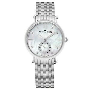 【送料無料】腕時計　アレクサンダーレディースデザイナースイスメイドパールステンレスクォーツウォッチalexander ladies designer swiss made mother of pearl stainless quartz watch